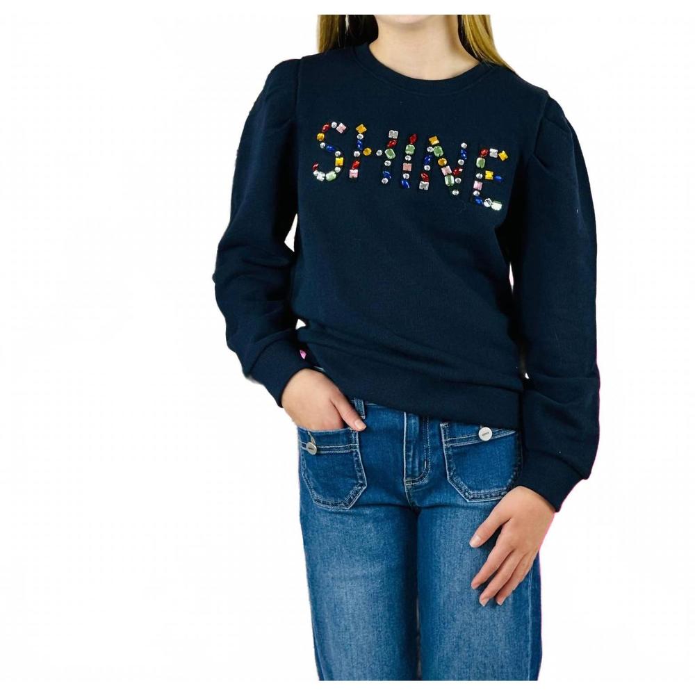 NEW PAPER FLOWER shine 3d jewel sweatshirt in black